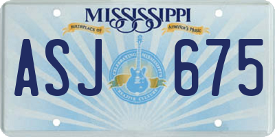 MS license plate ASJ675