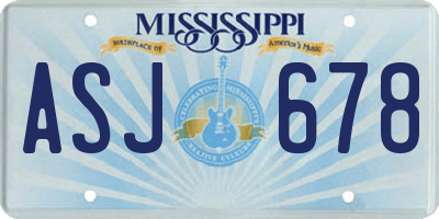MS license plate ASJ678