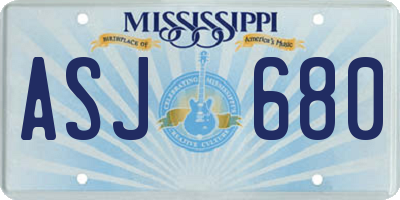 MS license plate ASJ680