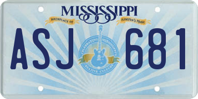 MS license plate ASJ681