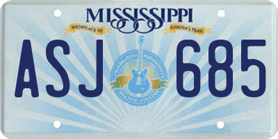 MS license plate ASJ685