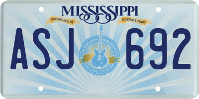 MS license plate ASJ692