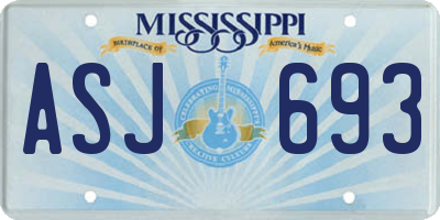 MS license plate ASJ693