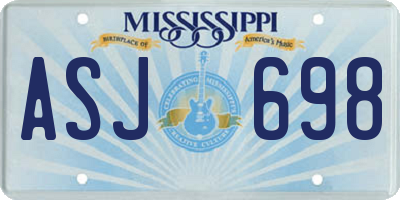 MS license plate ASJ698