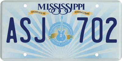 MS license plate ASJ702