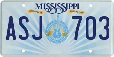 MS license plate ASJ703