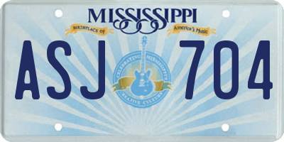 MS license plate ASJ704