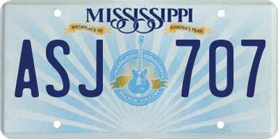 MS license plate ASJ707