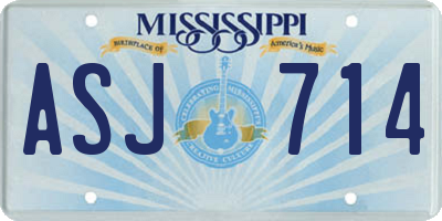 MS license plate ASJ714