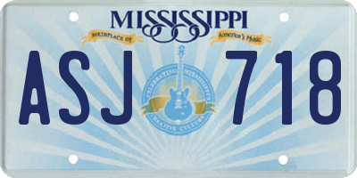 MS license plate ASJ718