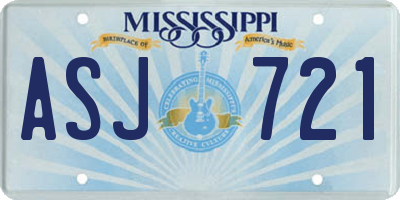 MS license plate ASJ721