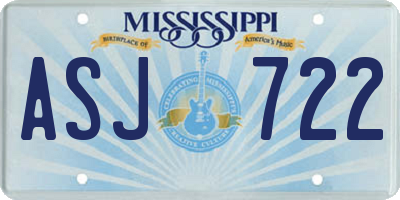 MS license plate ASJ722