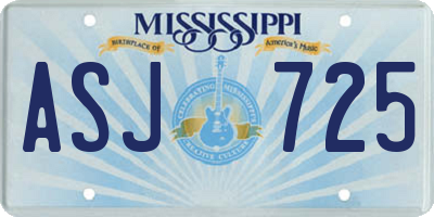 MS license plate ASJ725