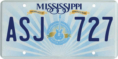 MS license plate ASJ727