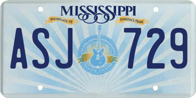 MS license plate ASJ729