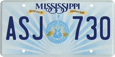 MS license plate ASJ730
