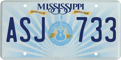 MS license plate ASJ733