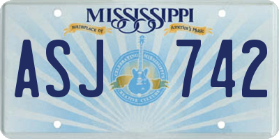 MS license plate ASJ742