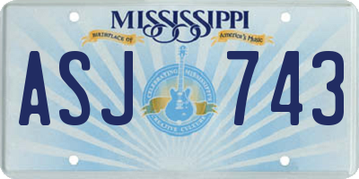MS license plate ASJ743