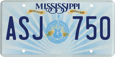 MS license plate ASJ750