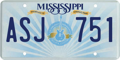 MS license plate ASJ751