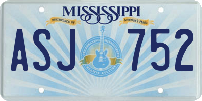 MS license plate ASJ752