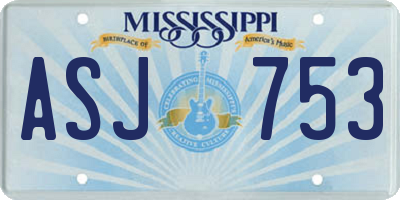 MS license plate ASJ753