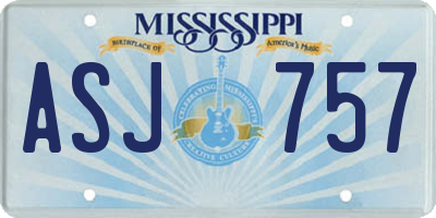 MS license plate ASJ757