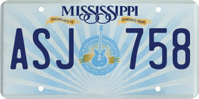 MS license plate ASJ758
