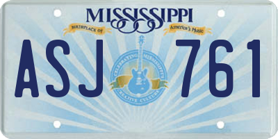 MS license plate ASJ761