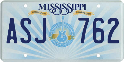 MS license plate ASJ762