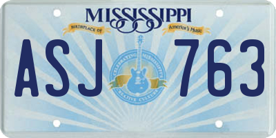 MS license plate ASJ763