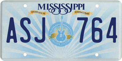 MS license plate ASJ764