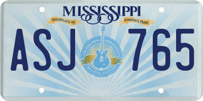 MS license plate ASJ765