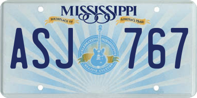MS license plate ASJ767