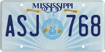 MS license plate ASJ768