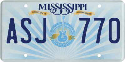 MS license plate ASJ770