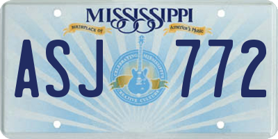 MS license plate ASJ772