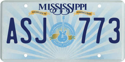 MS license plate ASJ773
