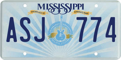 MS license plate ASJ774