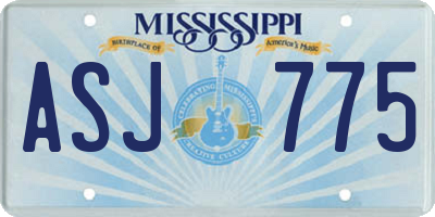 MS license plate ASJ775