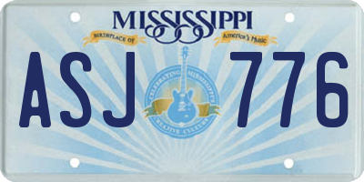 MS license plate ASJ776
