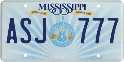 MS license plate ASJ777