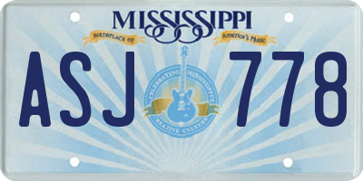 MS license plate ASJ778