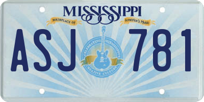 MS license plate ASJ781