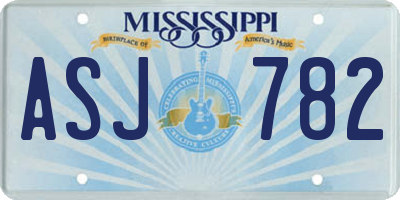 MS license plate ASJ782