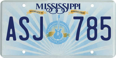 MS license plate ASJ785