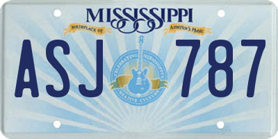MS license plate ASJ787