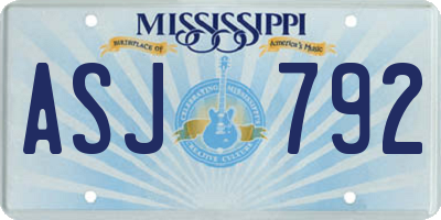 MS license plate ASJ792