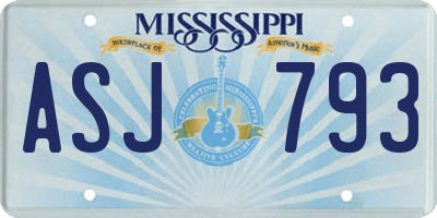 MS license plate ASJ793